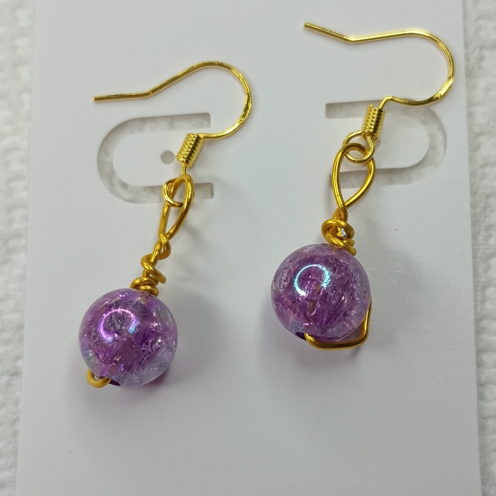 Purple Glass Bead Earrings